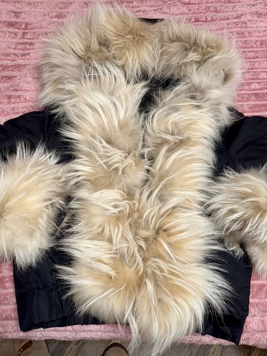 Яке с естествена кожа от Ракун, луксозно