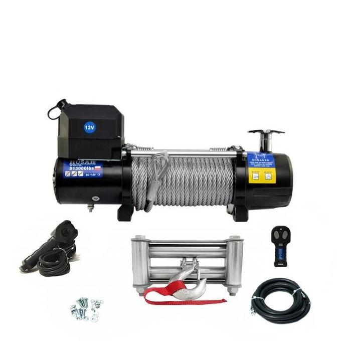 TroliuHUSAR WINCH  13000 lbs (trage 5897 kg) cu dispozitiv rulare 12 V