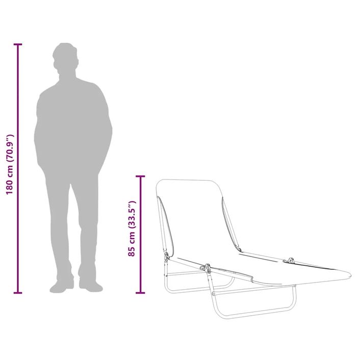 Сгъваеми шезлонги, стомана и текстил