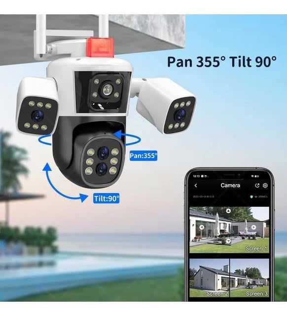 Wifi kamera 16MP, 4 линзы, уличный IP-camera, WIFI-камера