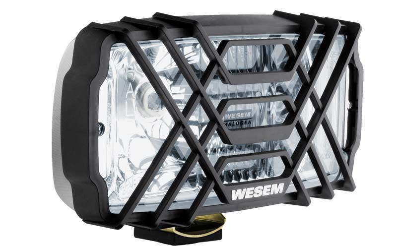 Proiector auto Wesem 12/24V cu bec H3, dimensiuni 235x132x137mm, carcasa crom, geam clar, cu lumina de drum, 1 buc.