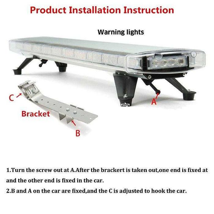 Аварийна сигнална лампа маяк буркан, 120 см, 12V 24V, 15 режима, жълта