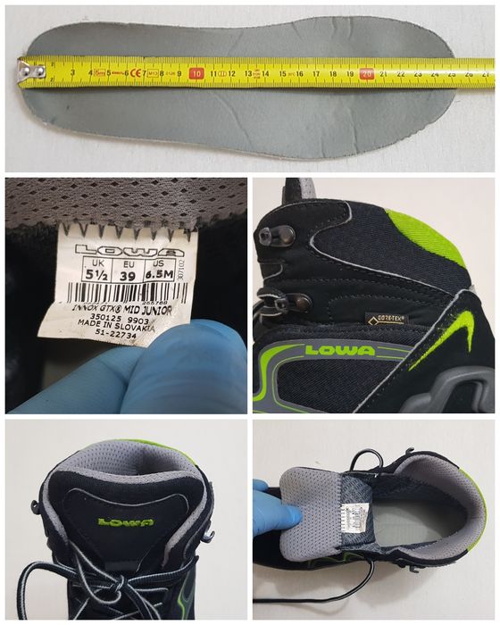 Ghete Lowa Innox Gore Tex Mid negru - verde lime, Nr. 39 EU unisex