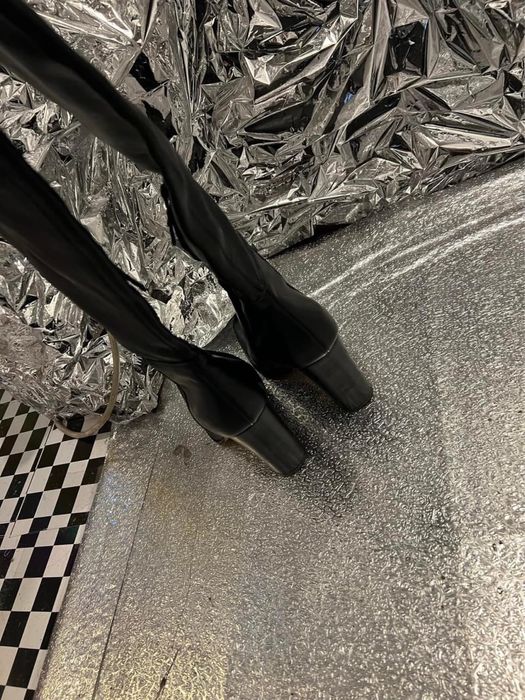 Cizme din piele peste genunchi Zara