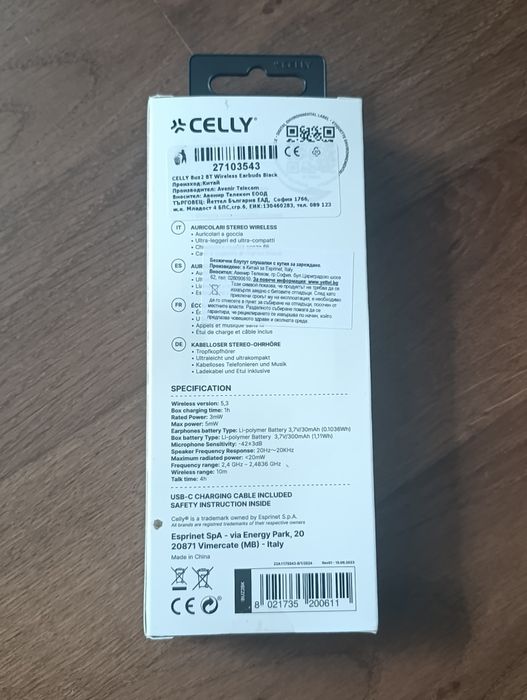 Безжични слушалки  Celly Buz 2 wireless earbuds black