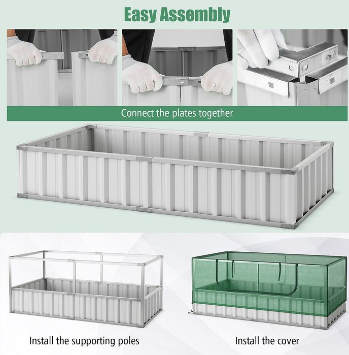 външна оранжерия Правоъгълна кутия за сеялки Комплект градинско повдиг
