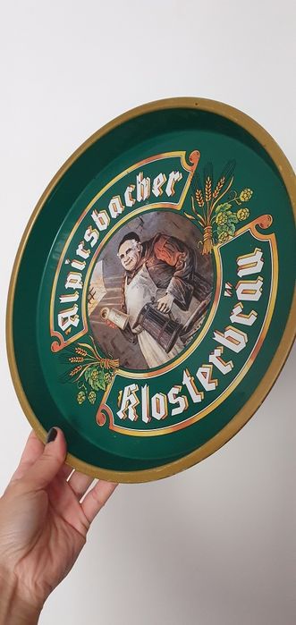 Tava metalica pentru servire bere Alpirsbacher Klosterbräu