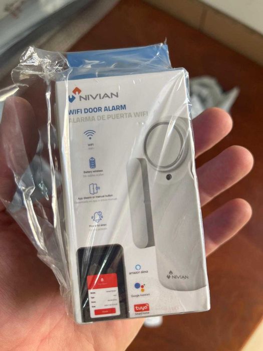 Alarmă inteligentă pentru ușă Nivian cu WiFi, senzor magnetic fără fir, cu aplicație mobilă, buton manual și sirenă de 100 dB (pachet de 3)