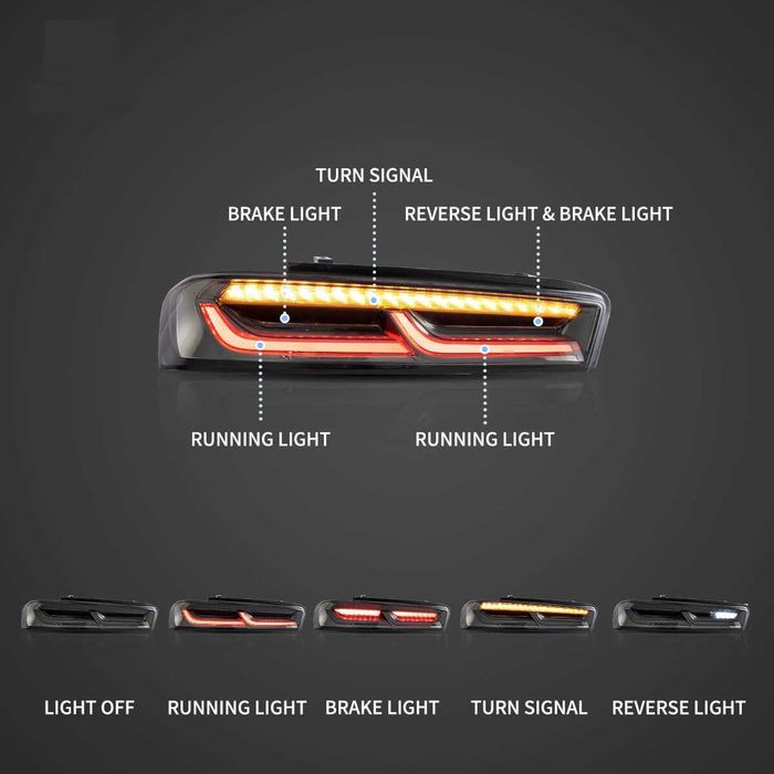 Стопове с динамични жълти мигачи за Chevrolet Camaro 2016- 2017 2018