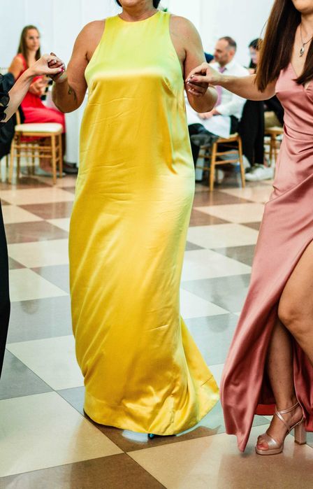 H&M Официална златиста рокля от коприна, 46 EU