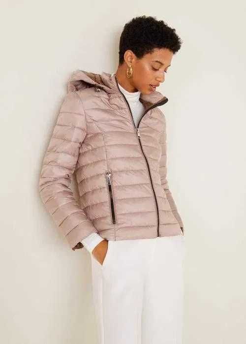 Geaca / canadiana dama MANGO matlasata roz pudrat mar XS NOUA