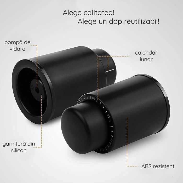 Dop reutilizabil cu funcție de vidare sticla vin