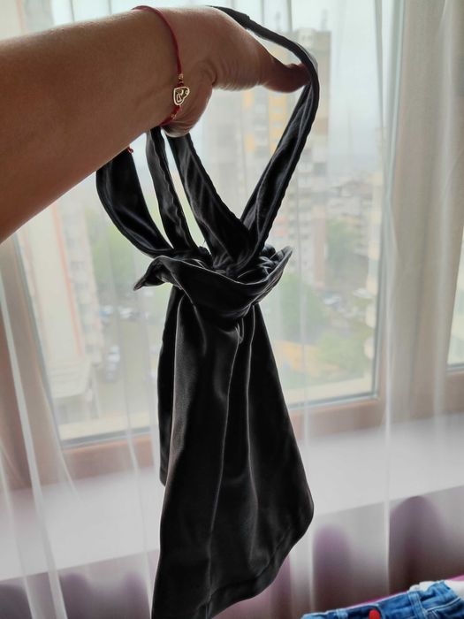 Дънкови полички+ кожено сукманче