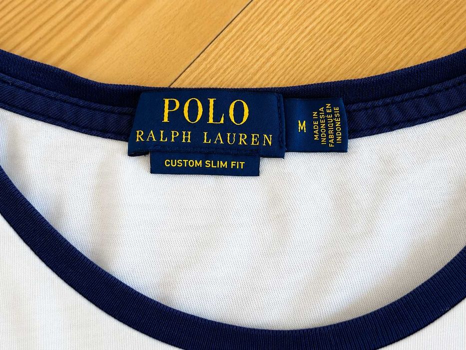 Tricou Polo Ralph Lauren Custom Slim Fit bărbați, mărimea M, bumbac, color block alb-roșu-bleumarin,