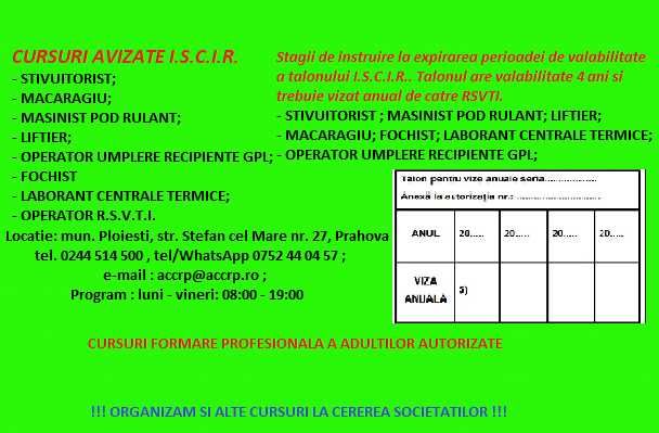 Cursuri calificare Autorizate + avizate ISCIR