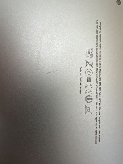 MacBook Air de 11 inch, model Mid 2011.