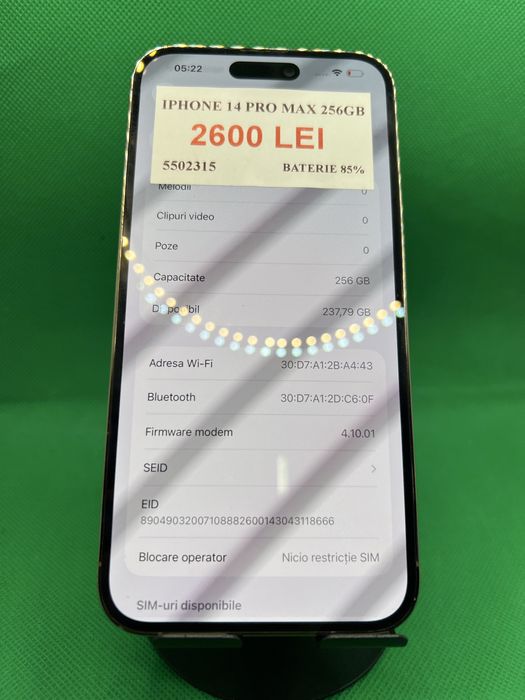 Iphone 14 pro max 256gb 85% bat•Amanet Lazar Crangasi•55023