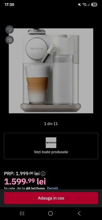 Espressor capsule NESPRESSO Gran Lattissima