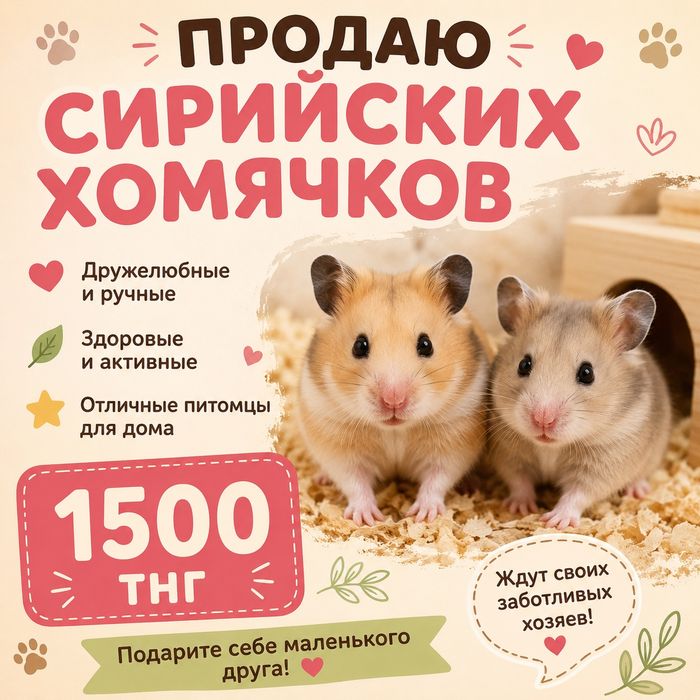 Продам сирийских хомячков