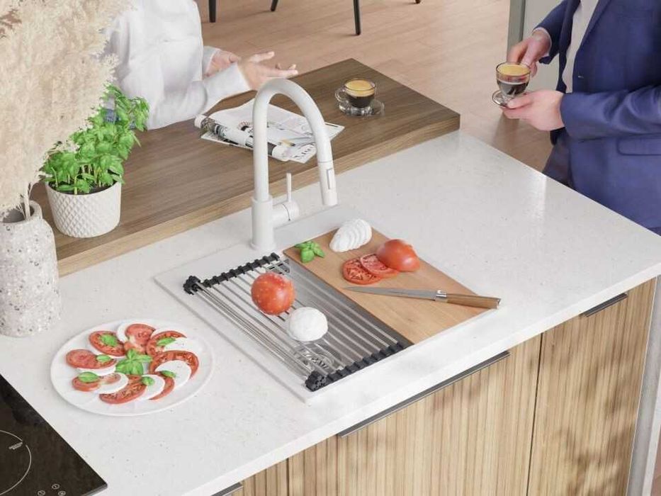 Кухненска Мивка от гранит модел Осло 50 XXL 490 x 500 mm - бяла