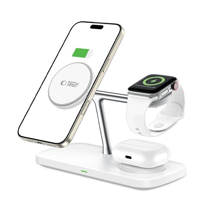 Магнитно Безжично Зарядно 3 в 1 TECH-PROTECT QI15W-A45