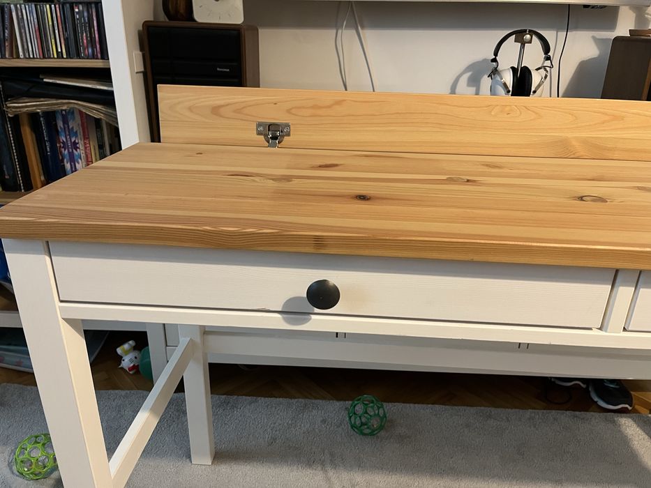 Birou Ikea Hemnes cu 2 sertare, vopsit alb/maro, 120x47cm