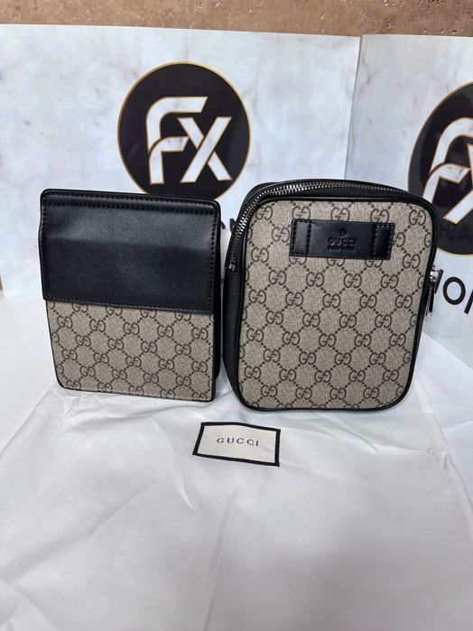 Set barbati: geanta mica crossbody + portofel, model elegant