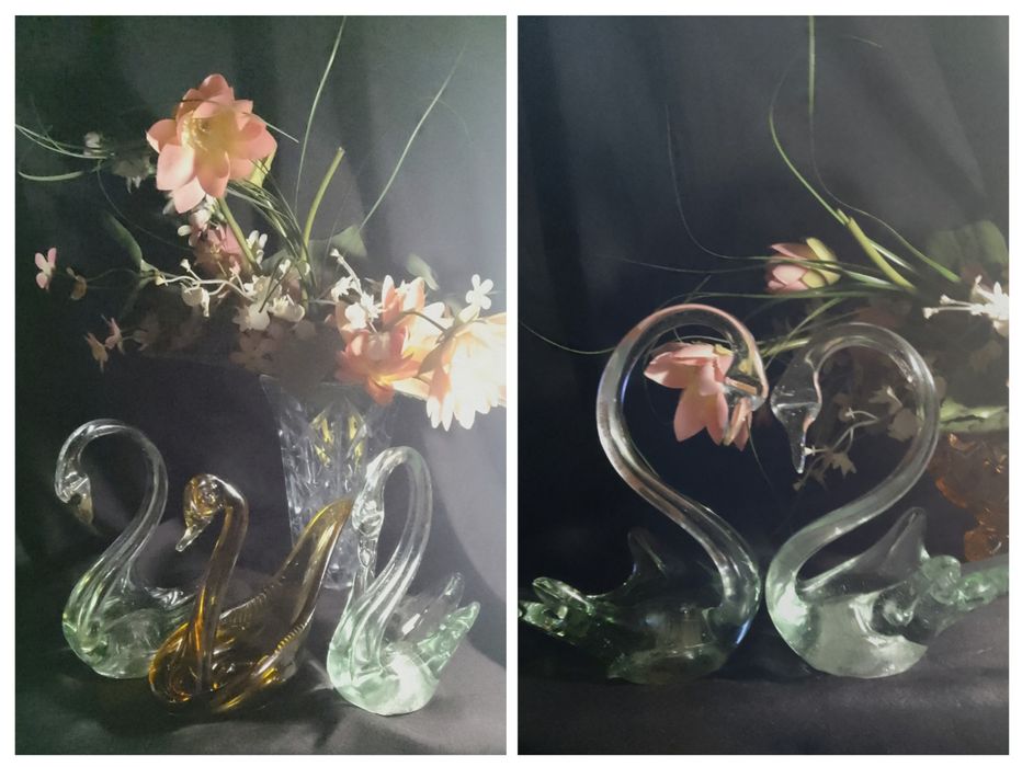 Стеклянные статуэтки лебедей. Винтаж.