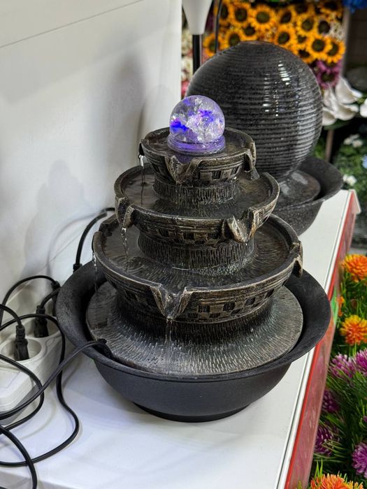 Трёхъярусный декоративный фонтан с подсветкой – подарок для дома и офи