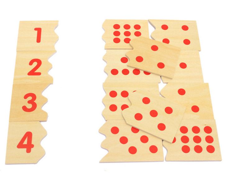 Математика пъзел Монтесори в кутия с плочки и карти за ранна възраст