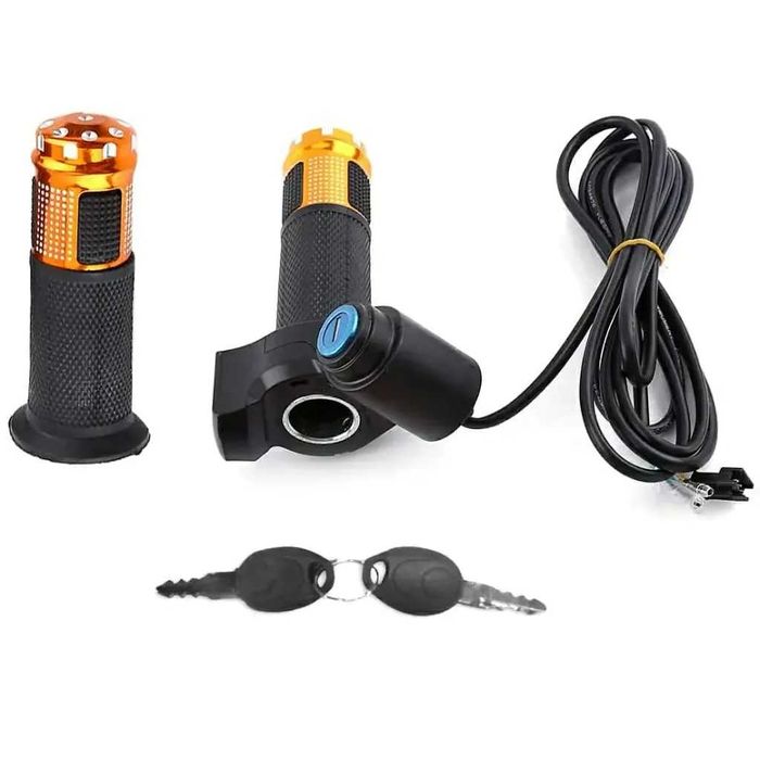 Maneta Acceleratie cu Contact si Cheie 12V-72V – Voltmetru Baterie Bicicleta Scuter Electric ATV