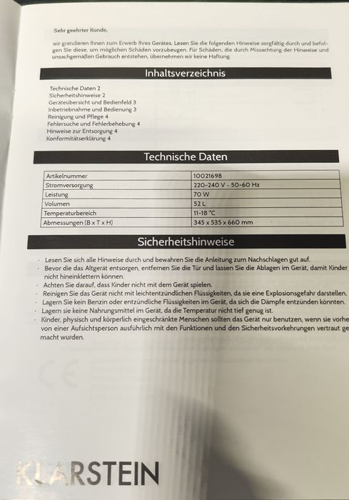 Виноохладител  klarstein