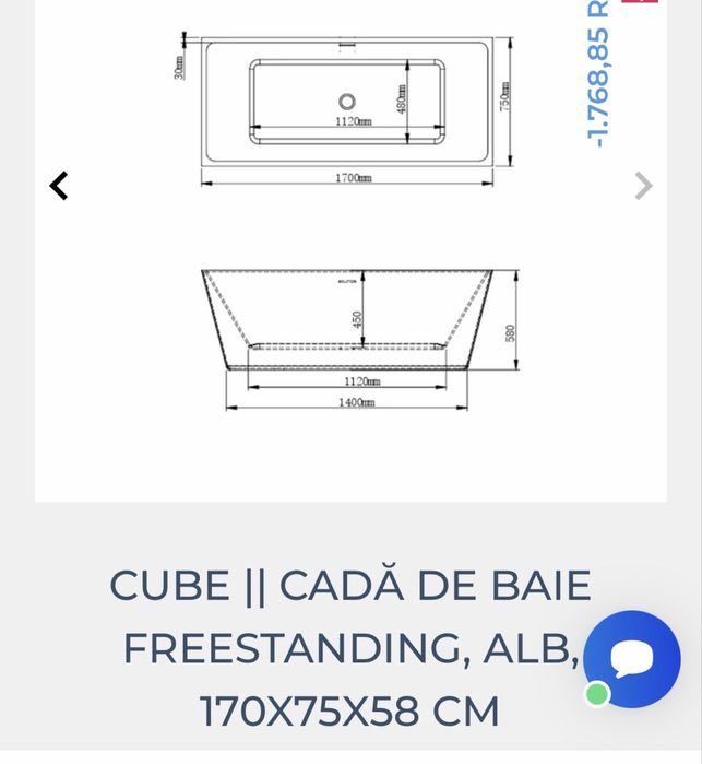 Cada de baie impecabila fara urme de uzura