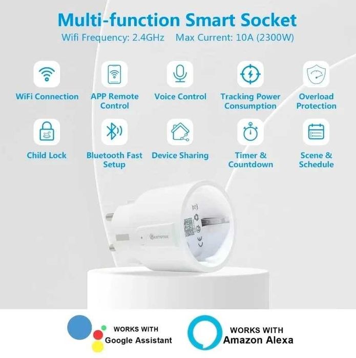 Priza smart WiFi 10A 2300W wireless Alexa Google Home assistant