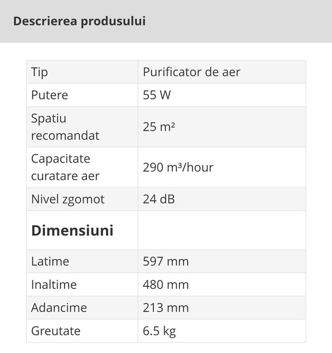 OFERTĂ LIMITATĂ– Purificator aer Electrolux WA7, Nou,special pe