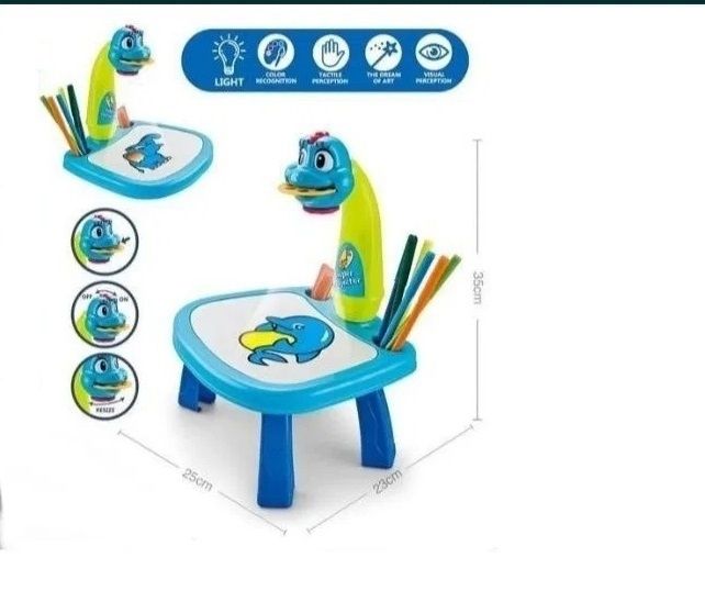 Детский проектор-столик для рисования (слайды, губка, фломастеры).