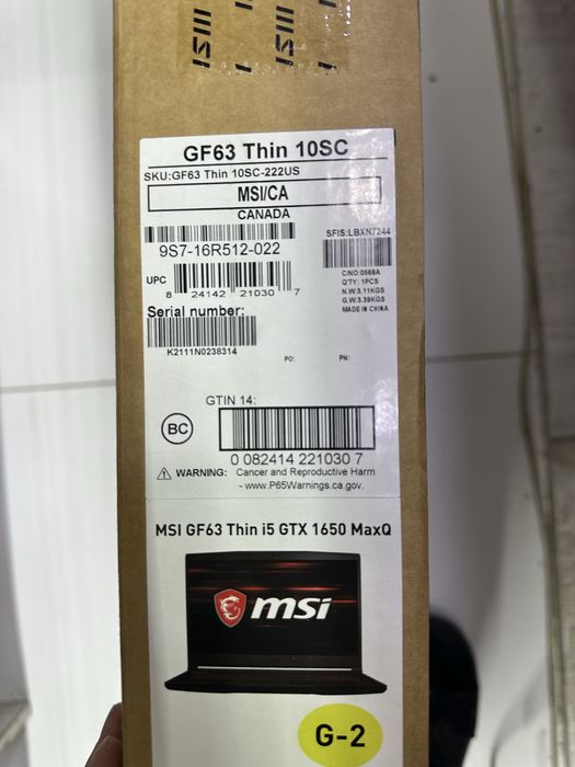 MSI noutbook COREI 5  16/50
