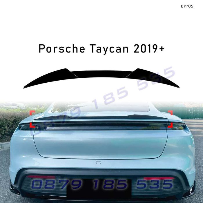Заден спойлер за багажник Porsche Taycan 2019+ черен гланц BPr05 порше тайкан тунинг добавка
