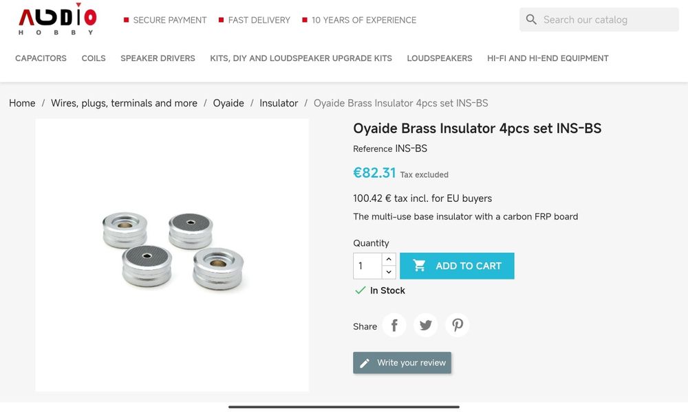 Oyaide INS-BS и Oyaide INS-CFX Base Insulator Крачета Месинг и Карбон