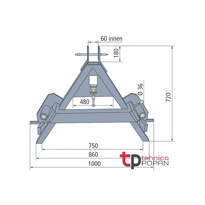 Incarcator-Furca spate transport baloti cu tepuse 1100mm-imp. Germania