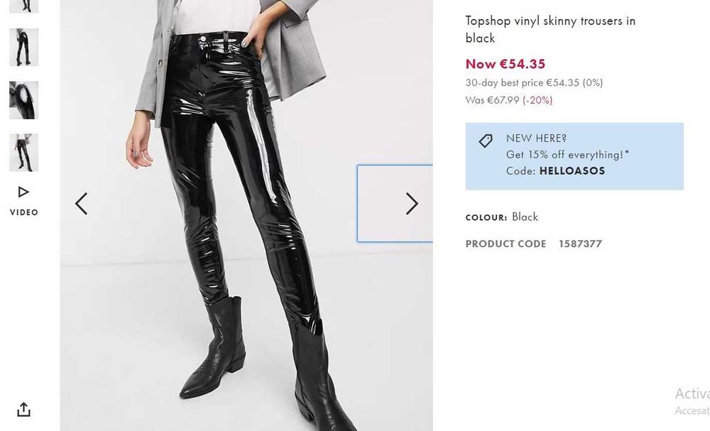 Pantaloni din vinil ASOS Topshop