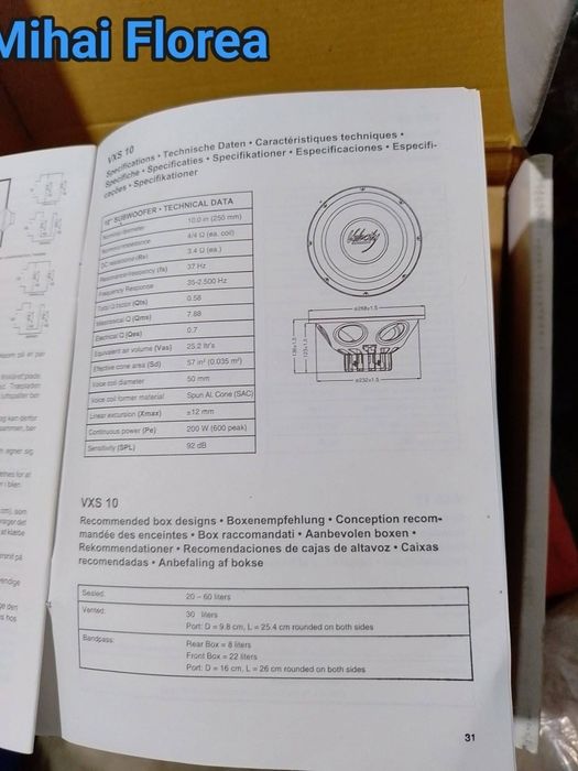 Difuzor subwoofer Blaupunkt velocity VXS 10 colecție