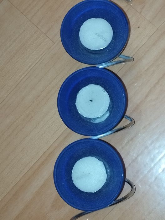 Подсвечник синий, тройной,веера