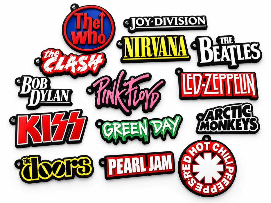 Рок & Алтернатив ключодържатели (14 бр.) – Nirvana, Led Zeppelin, Pink Floyd, RHCP и др