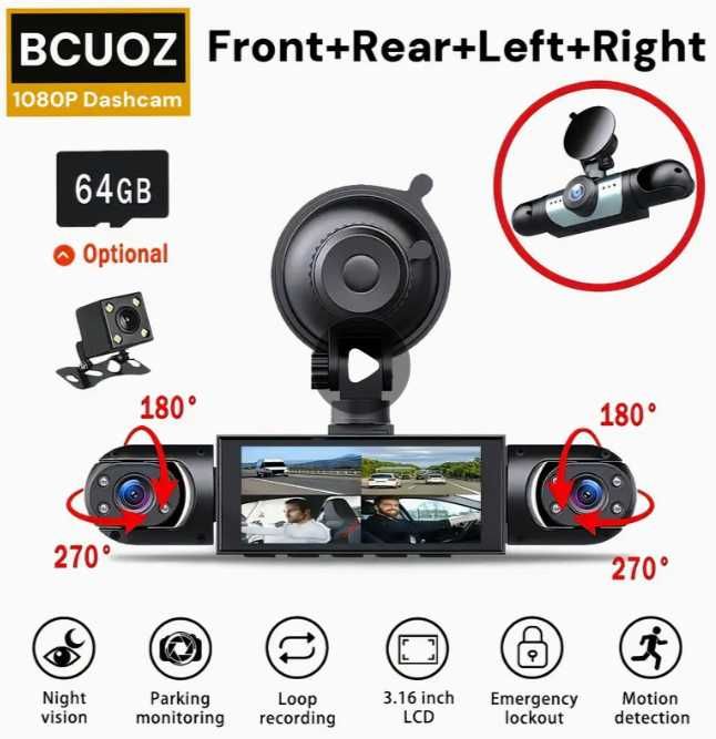Camera masina, 1080P kit complet, acoperire 360°, 4 camere individuale, card 64GB inclus - Nou