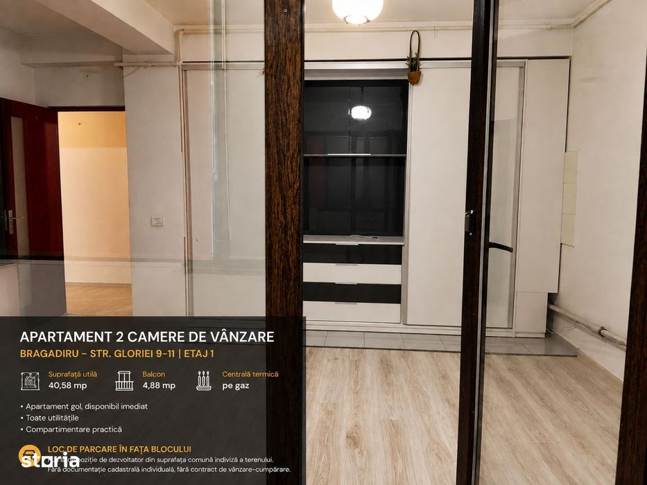 2 camere | Etaj 1 | Bragadiru – Gloriei | 40,58 mp + balcon | Parcare — fotografia 1