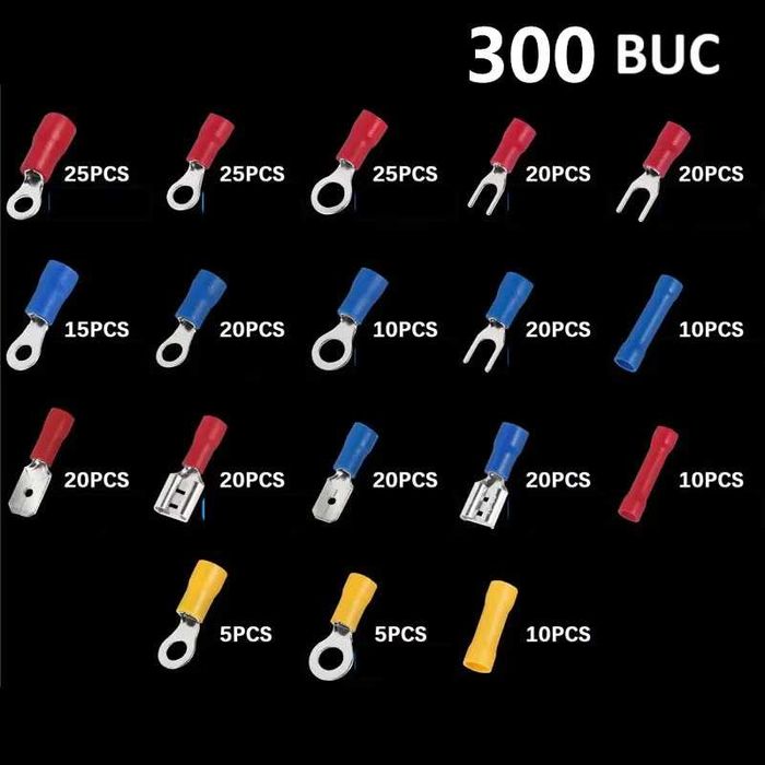 Set conectori izolati pini papuci tub de capat mufe sertizare 300buc