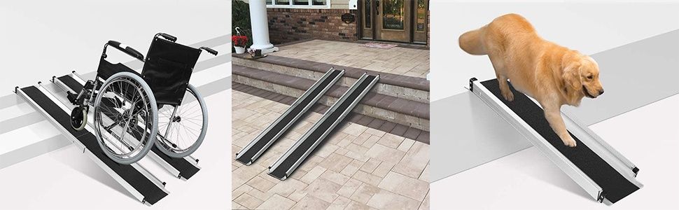 Телескопична алуминиева рампа за инвалидни колички gardhom, 120-213 см, 272 кг, к-кт от 2 бр.