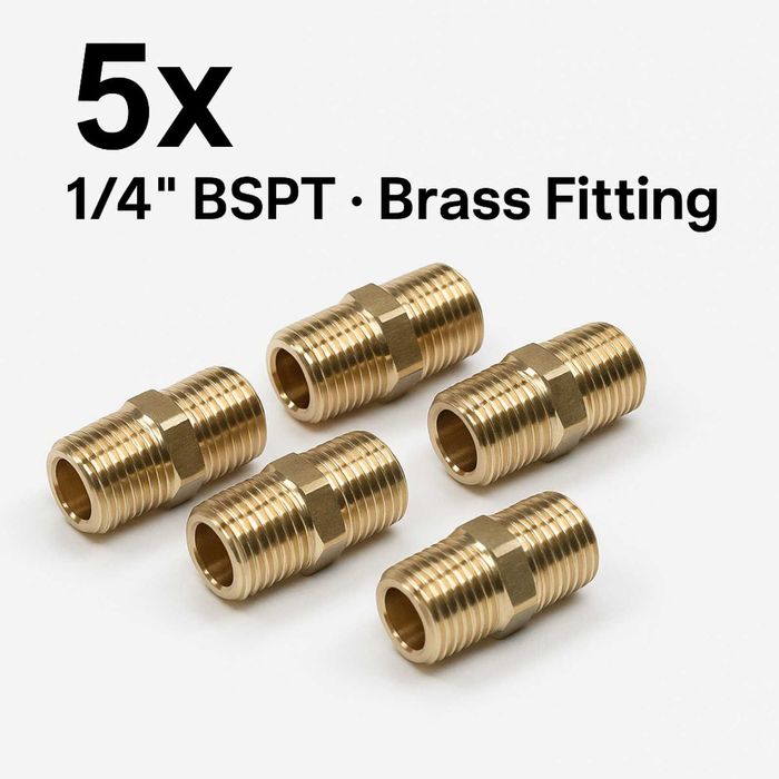 Месингов нипел 1/4"  - Конусна резба - фитинг връзка за въздух/вода
