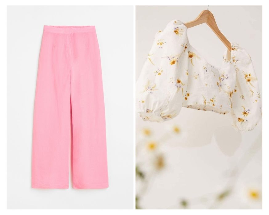 Панталон и кроп топ ленен бленд H&M размер М